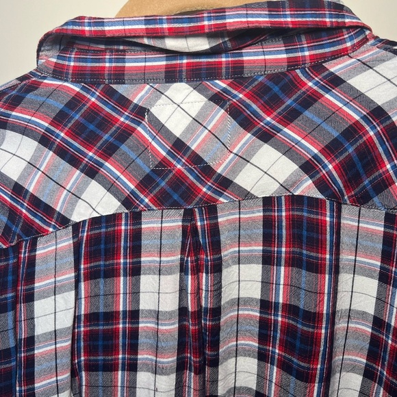 Rails Carmen Button Down Shirt Womens Medium White Navy Red Classic Plaid - Picture 11 of 12